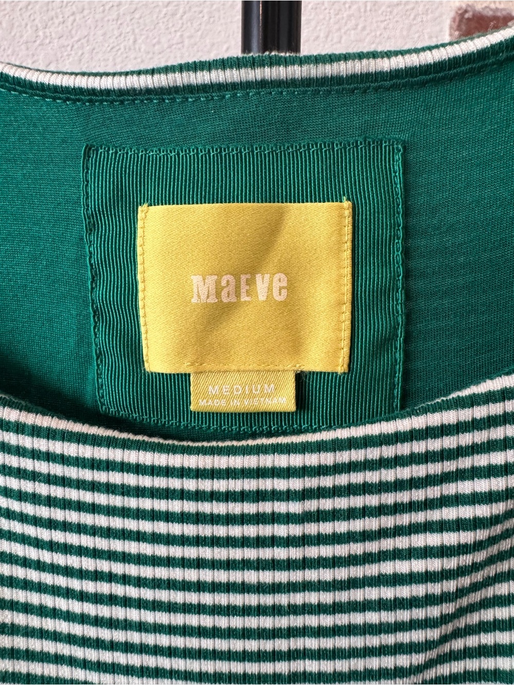 Maeve Anthropologie Green Sleeveless Striped Midi Panel Dress - Womens Medium - Picture 3 of 8
